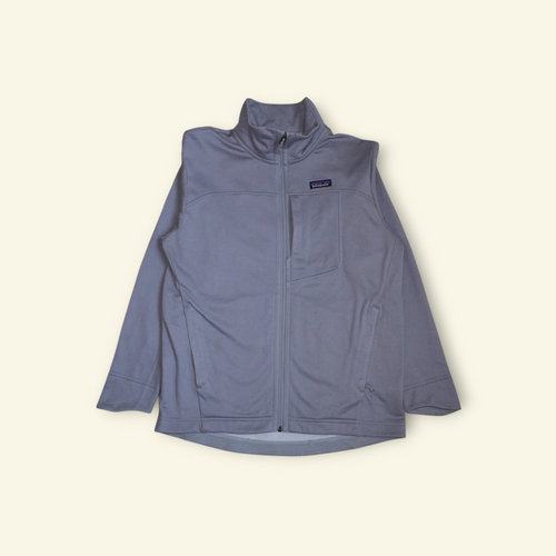 Chaqueta Patagonia Ukiah gris de poliéster reciclado con cierre frontal, cuello alto y logo en el pecho de Mi tienda