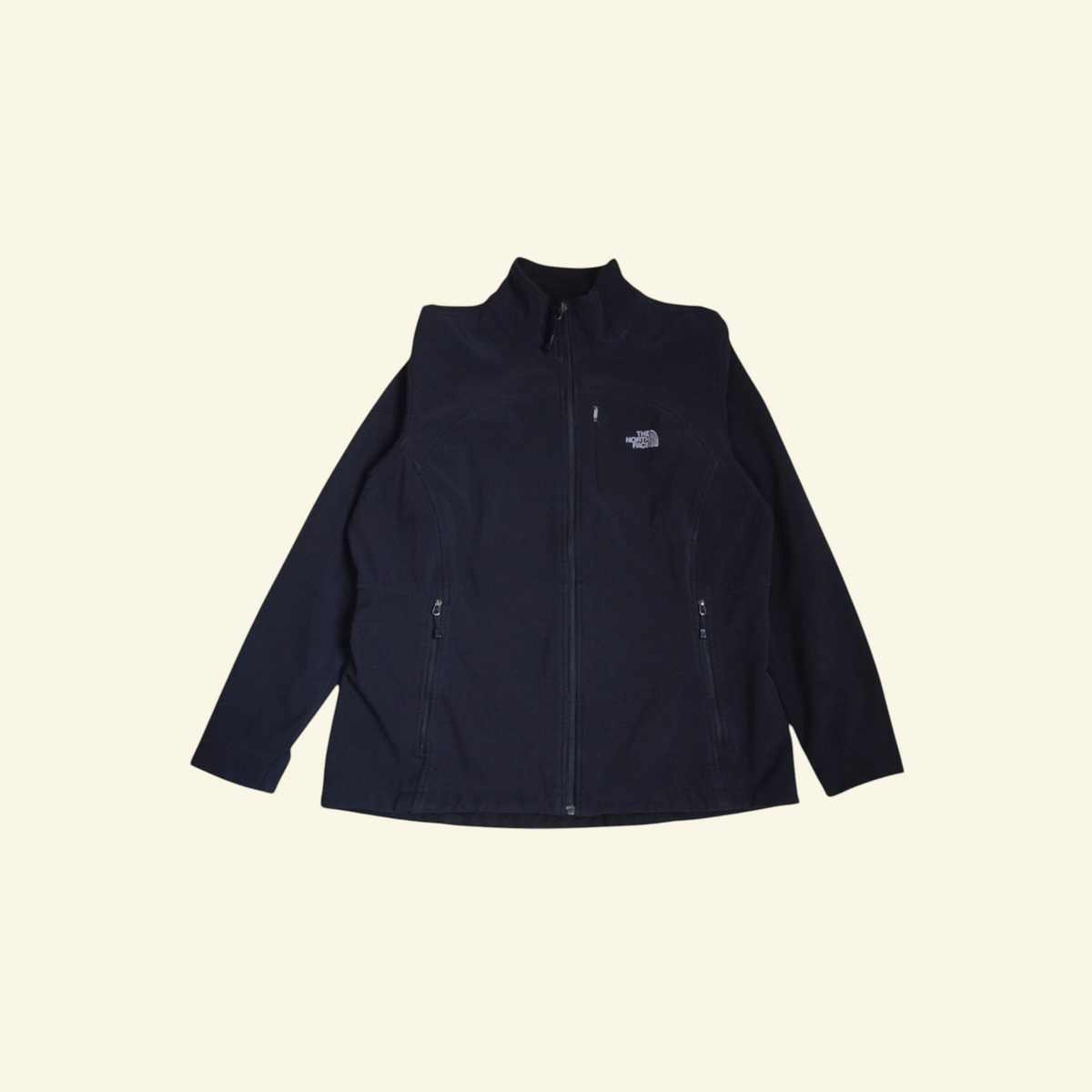 Chaqueta softshell negra para mujer The North Face Apex Bionic de Mi tienda con cremalleras y logo bordado