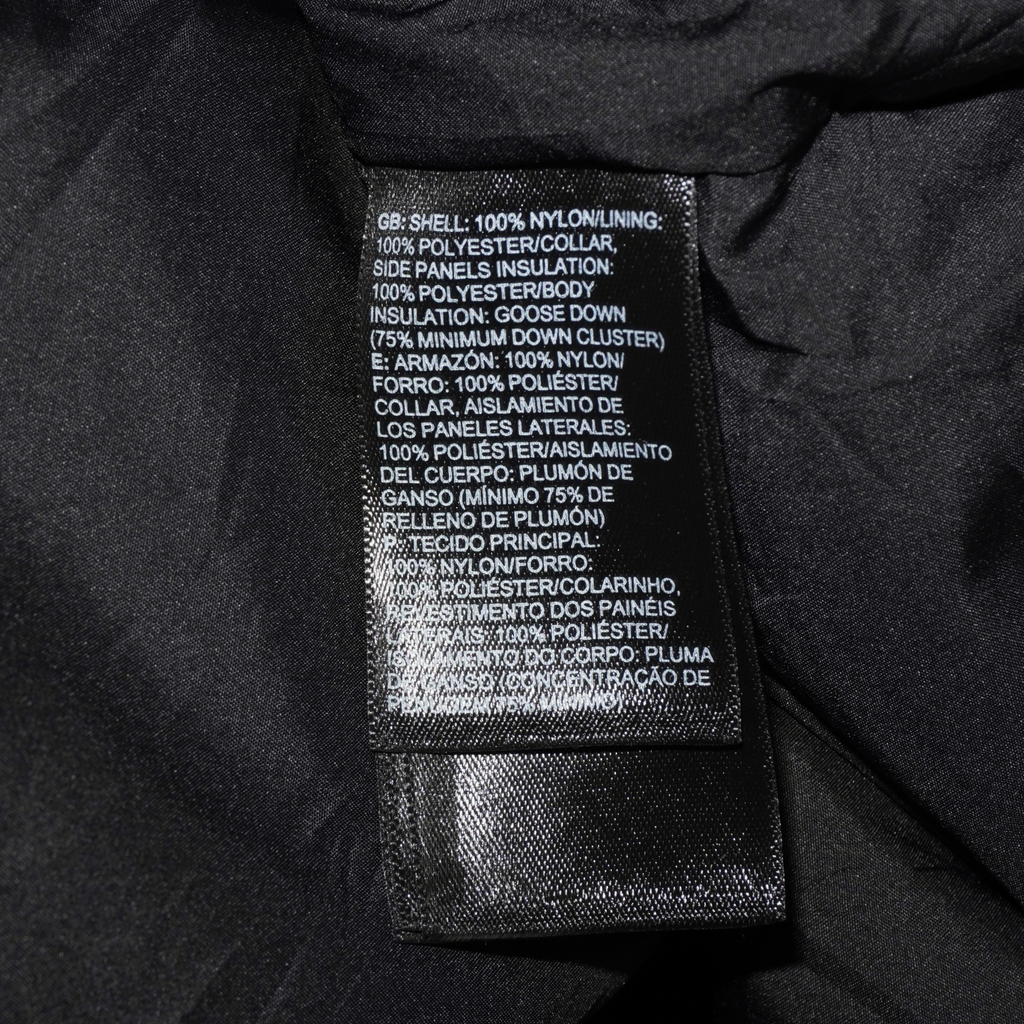 Etiqueta de composición de Mi tienda para chaleco The North Face Aconcagua con detalles de plumón de ganso
