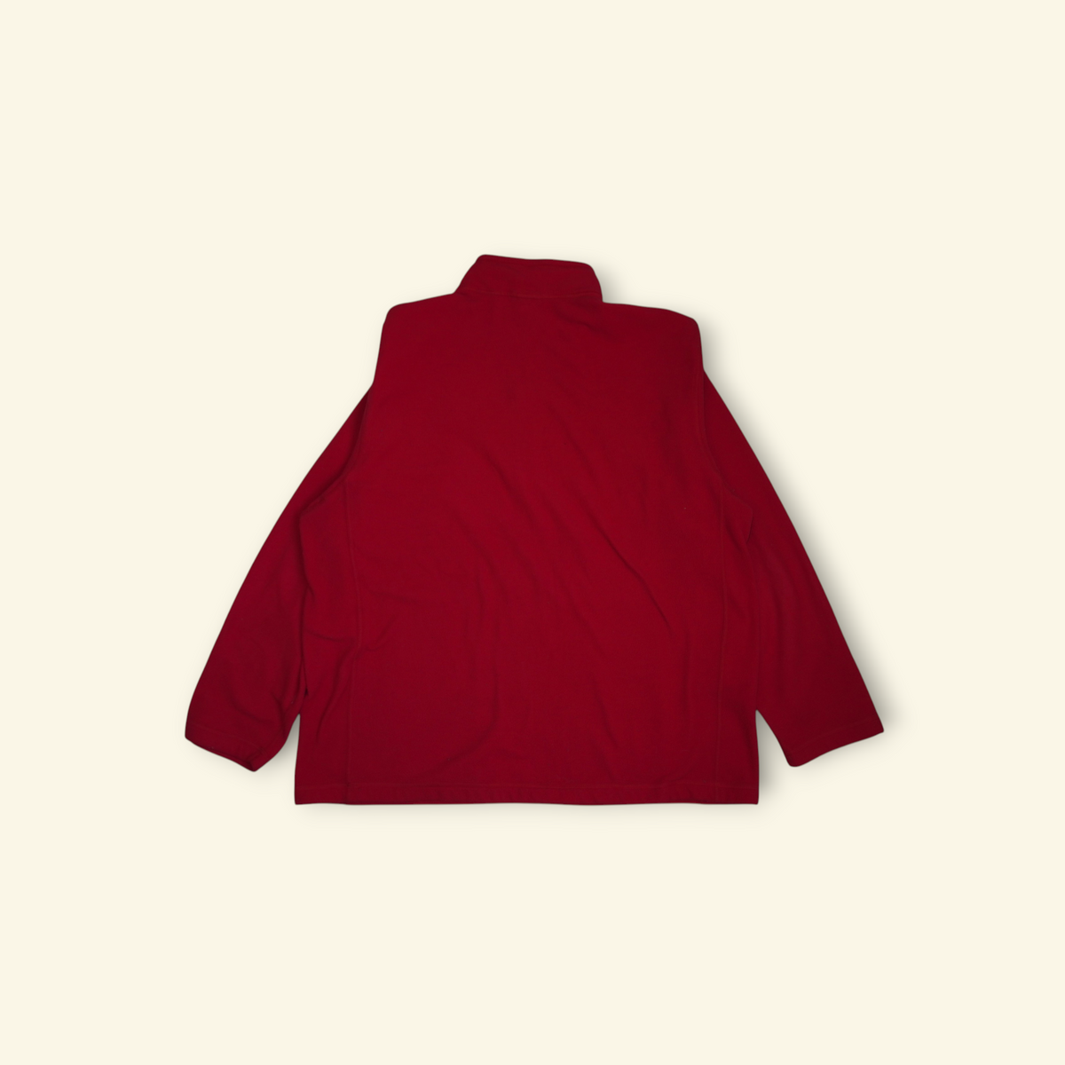 Vista trasera de la sudadera polar roja The North Face TKA 100 Glacier con cremallera de 1/4, disponible en Mi tienda