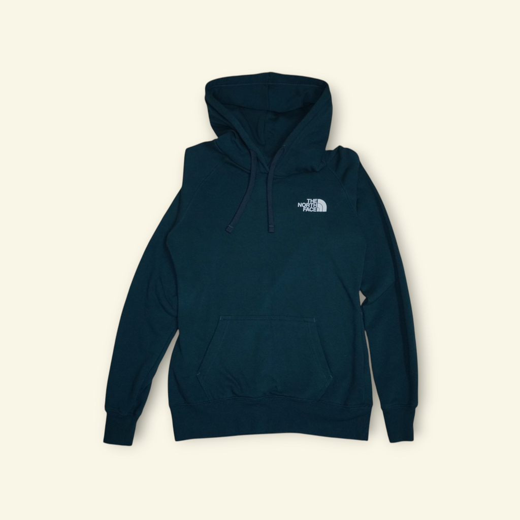 Sudadera verde The North Face Red Box con capucha, bolsillo canguro y logo blanco en el pecho de Mi tienda
